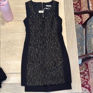 Trina Turk Black and Gray Leopard Mini Cocktail Dress